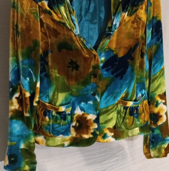 Beautiful Vibrant Multicolor Velvet Jacket size small - Picture 2 of 13